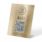 Wifi QR Code Business Logo Scan To Connect Gold