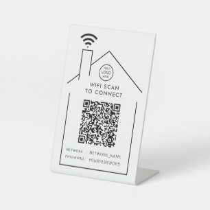 Wifi QR Code Business Logo Scan to Connect Pedesta Pedestal Sign
