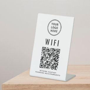 Wifi QR Code Business Logo Scan To Connect Pedestal Sign