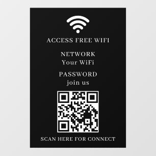 WiFi QR Code Network Window Cling Decal