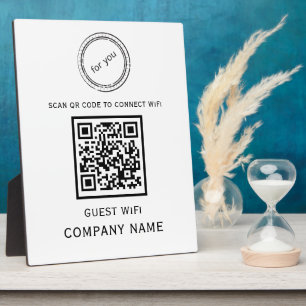 Wifi QR Code Password and Network Name White Plaque