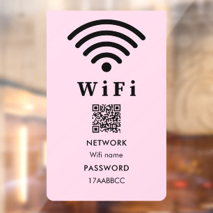 Wifi QR Code Password Scan To Connect Pink Window Cling