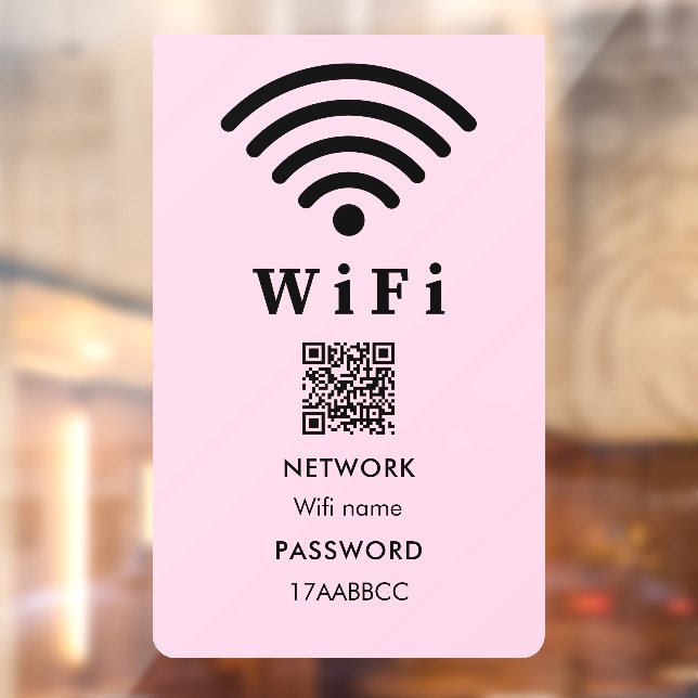 Wifi QR Code Password | Scan To Connect Pink Window Cling (Sheet 2)