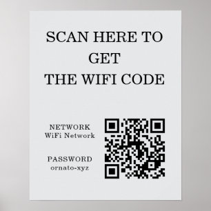 WiFi QR Code Poster Grey – Scan for Access