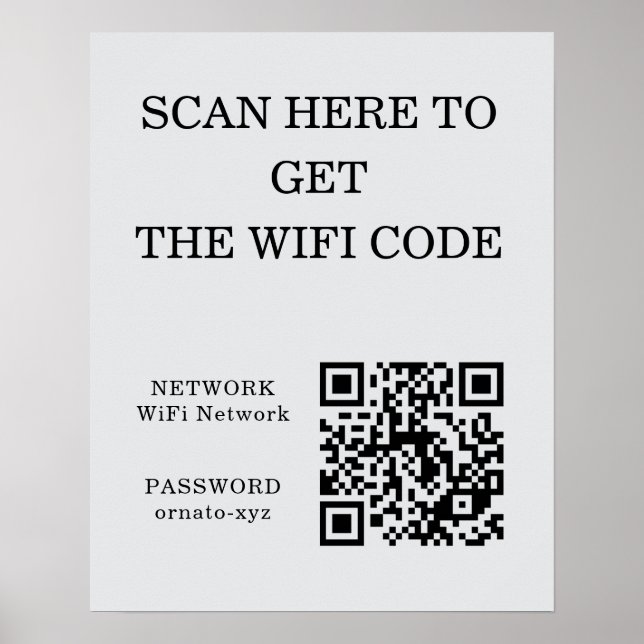 WiFi QR Code Poster Grey – Scan for Access (Front)