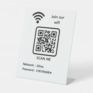 WiFi QR Code Scan Me Join Our Wifi Password Pedestal Sign