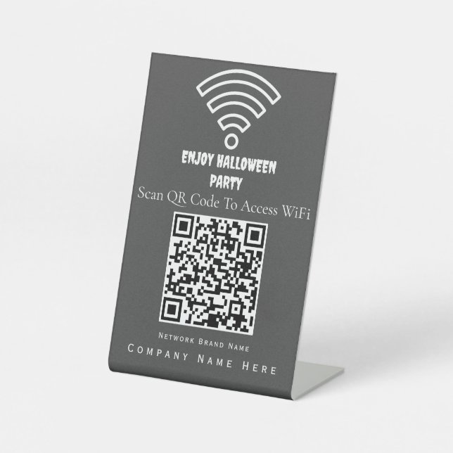Wifi QR Code Scan To Connect Light Ash Pedestal Sign (Front)