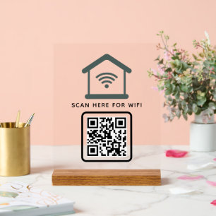 Wifi QR Code Scan to Connect Self Adhesive  Acrylic Sign