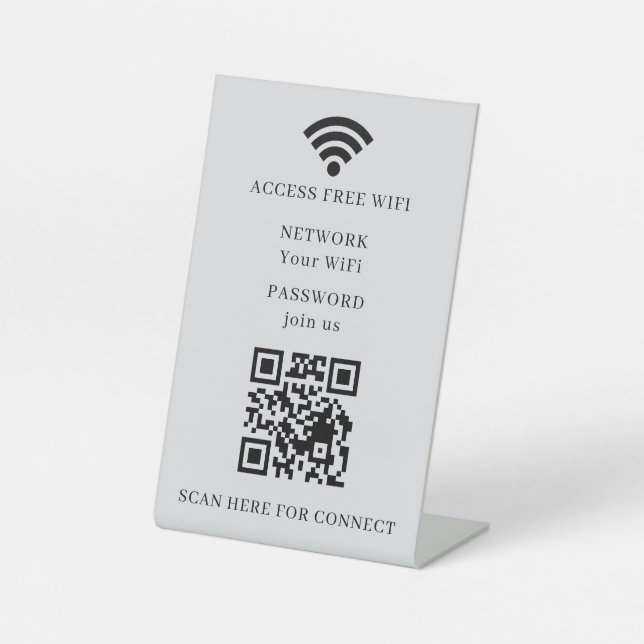 WiFi QR Code Tabletop Sign | Scan to Connect  (Front)