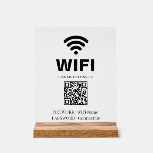 WiFi QR Code White Acrylic Sign