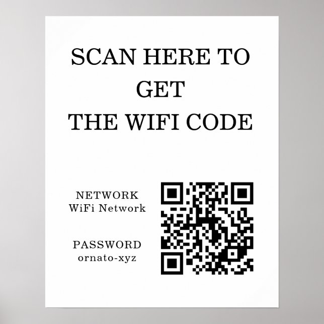  WiFi QR Code White Poster – Scan for Access (Front)