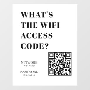 WiFi QR Network Password Scan White Display Window Cling