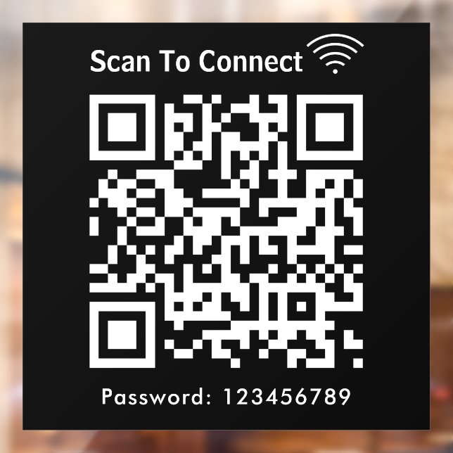 Wifi Scan To Connect Password Qr Code Black Window Cling (Sheet 2)