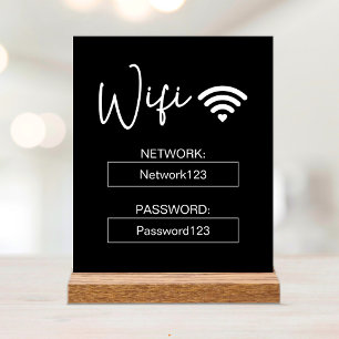 Wifi Sign Wifi Password Black Acrylic Table Sign 