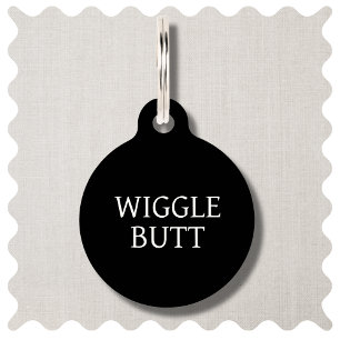 Wiggle Butt Funny Black Dog Round Pet Tag