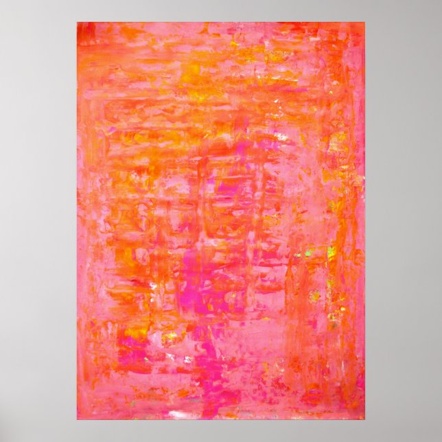 'Wiggle' Pink and Orange Abstract Art Poster Print (Front)