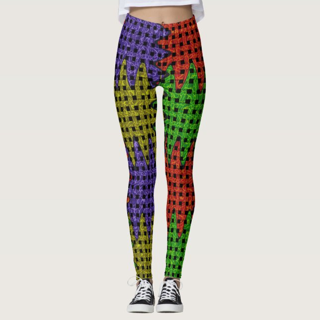 Wiggle Weave Grid Pattern Leggings (Front)