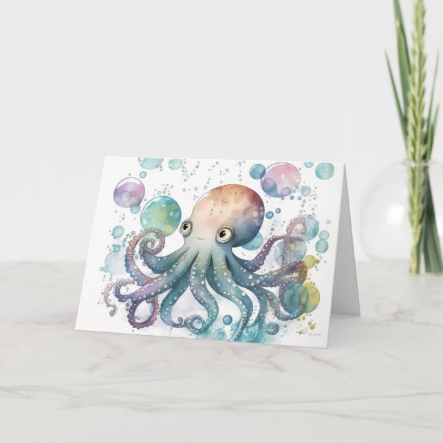 WIGGLY OCTOPUS BIRTHDAY CARD (Front)