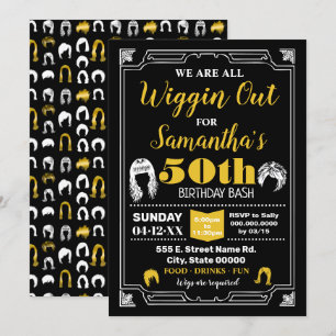 Wigs party Wiggin out birthday bash Invitation