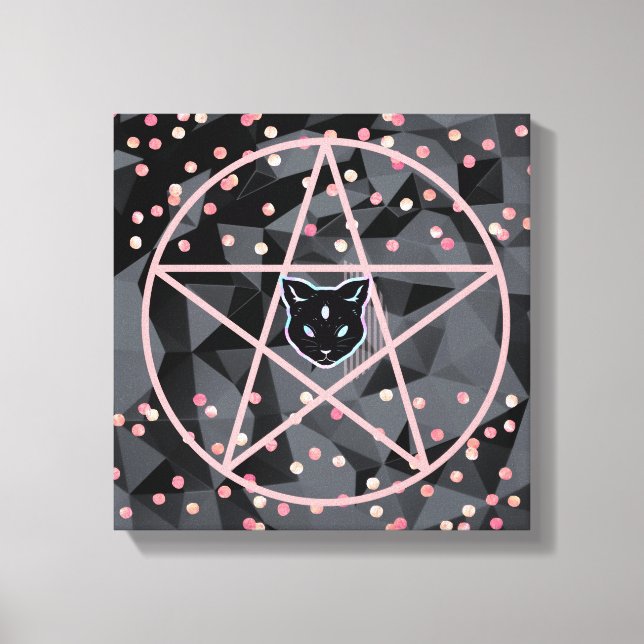 WiizyWitch Magic Witch Cosmic Cat Pentacle Magick Canvas Print (Front)