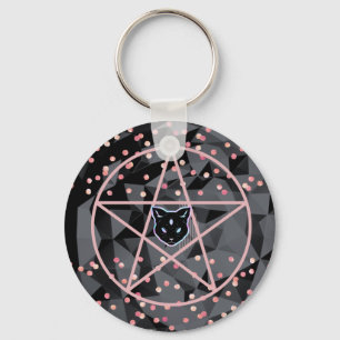 WiizyWitch Magic Witch Cosmic Cat Pentacle Magick Keychain
