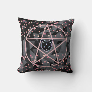 WiizyWitch Magic Witch Cosmic Cat Pentacle Magick Throw Pillow