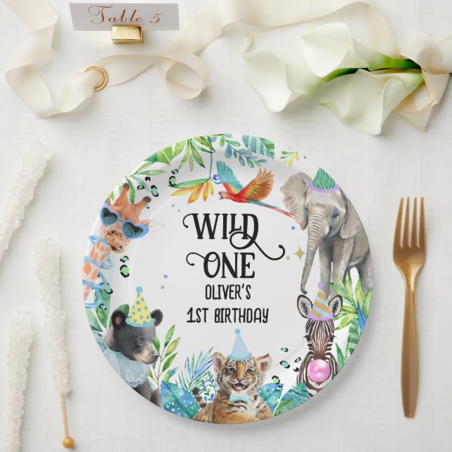 Wil Birthday Safari Animals Paper Plate (Wedding)