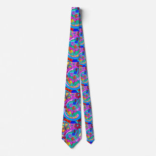 wild 70's love colours tie