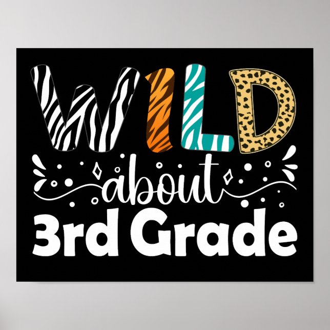 Wild About 3rd Grade Back To School Third Grade Poster (Front)
