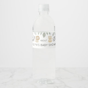 Wild About Baby Safari Animals Baby Shower Jungle Water Bottle Label