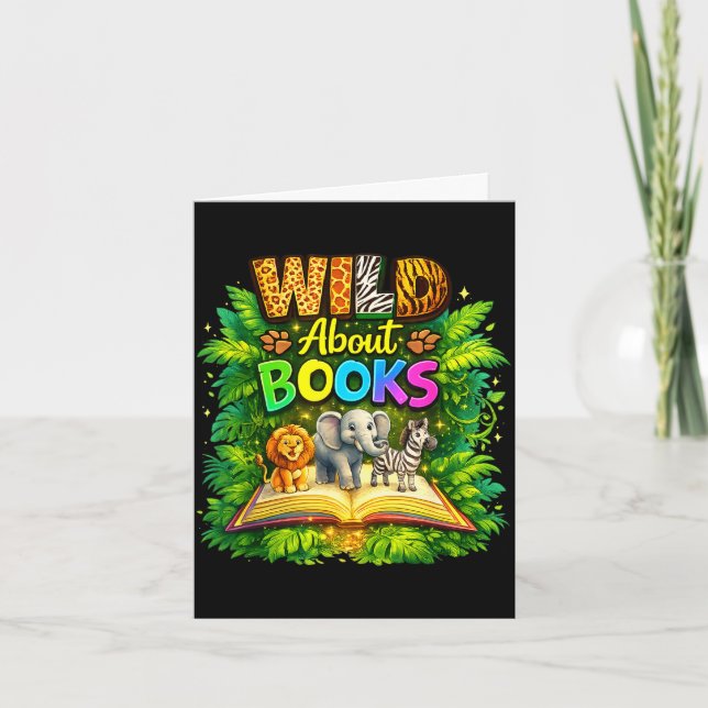 Wild about books teacher back to school leopard  card (Front)