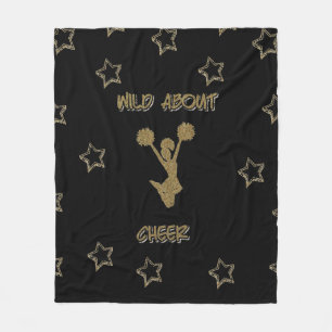 Wild About Cheer Black & Gold Stars Fleece Blanket