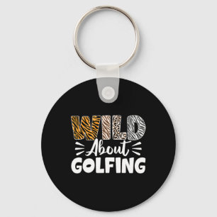 Wild About Golfing Animals Pattern Golfer Leopard Keychain