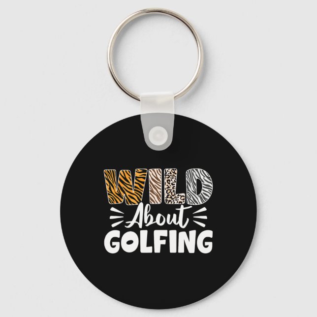 Wild About Golfing Animals Pattern Golfer Leopard  Keychain (Front)