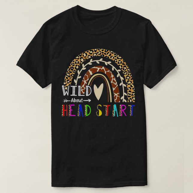 Wild About Head Start Back To School Leopard Rainb T-Shirt (Design Front)