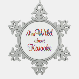 Wild About Karaoke Snowflake Pewter Christmas Ornament
