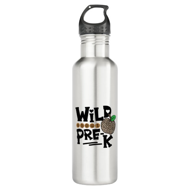 Wild About Pre-K Leopard Back to School Teacher 710 Ml Water Bottle (Front)