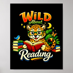 Wild about reading book cheetah animal print boy