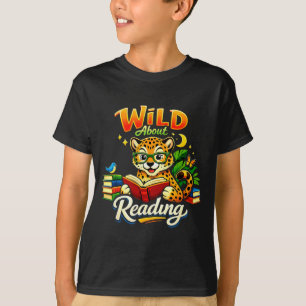 Wild about reading book cheetah animal print boy T-Shirt