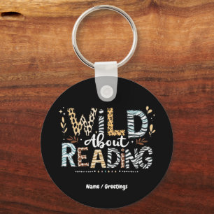 Wild About Reading Book Lover & Animal Design Keychain