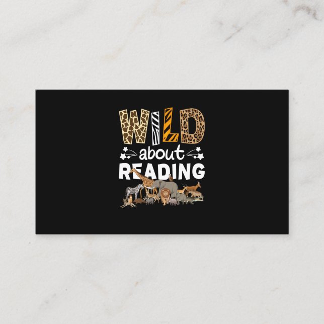 Wild About Reading Books And Bookworm Library Business Card (Front)