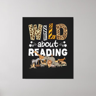 Wild About Reading Books And Bookworm Library Canvas Print