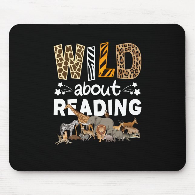 Wild About Reading Books And Bookworm Library Mouse Pad (Front)