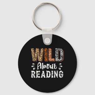 Wild About Reading Books Reader Lover Animals Leop Keychain