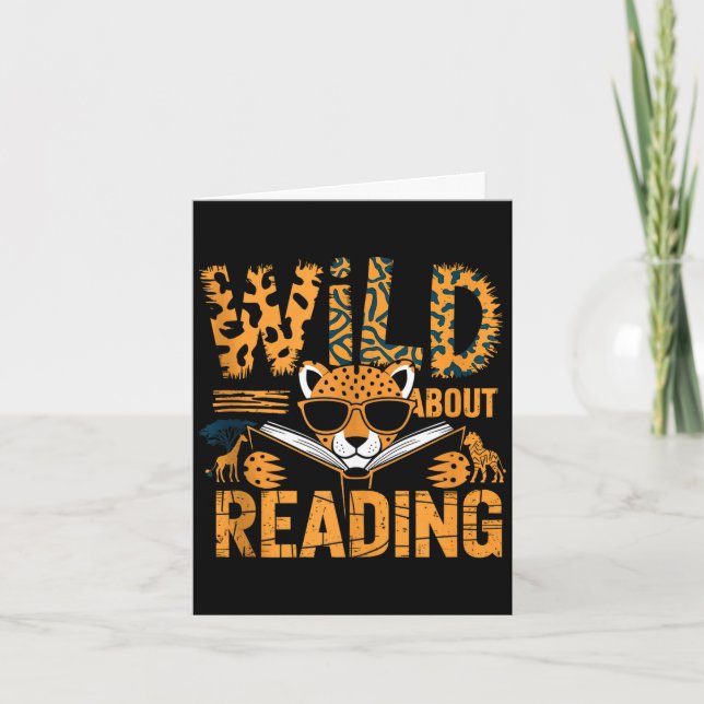 Wild about reading books reader lover librarian card (Front)