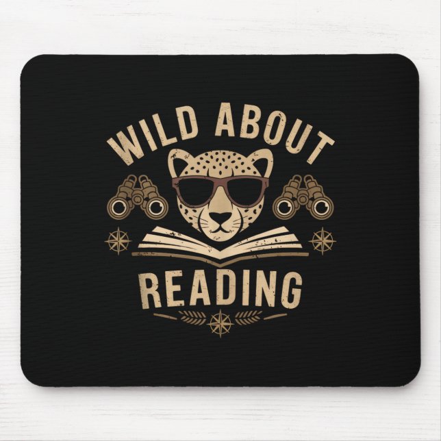 Wild about reading books reader lover librarian mouse pad (Front)