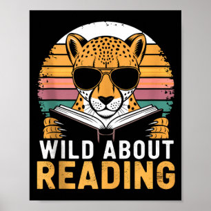 Wild about reading books reader lover librarian poster