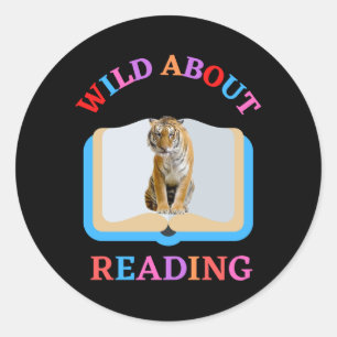 WILD ABOUT READING CLASSIC ROUND STICKER