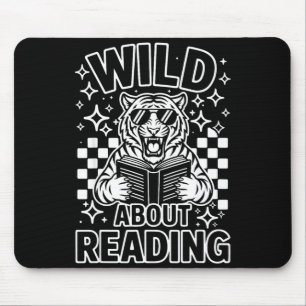 Wild about reading cool tiger sunglasses read book mouse pad