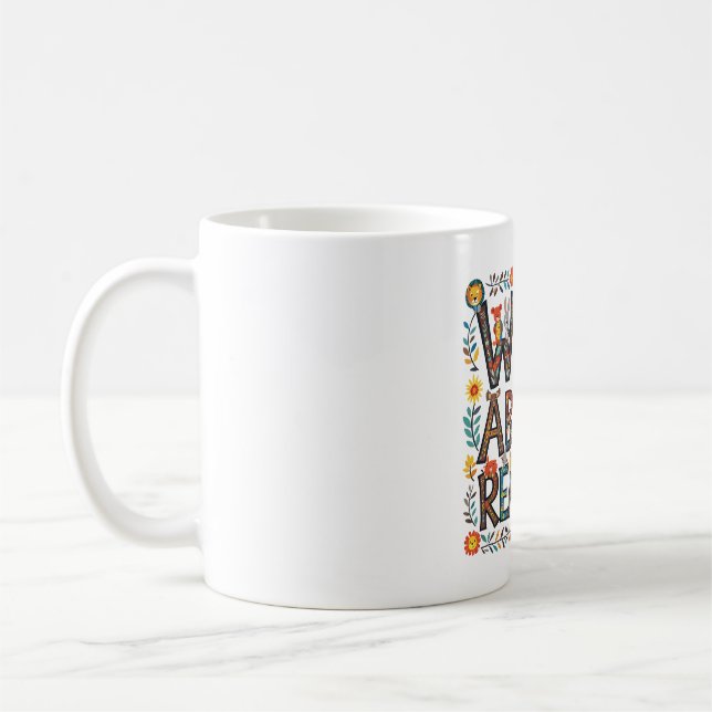 Wild About Reading Cute Jungle Animals Book Lover Coffee Mug (Left)